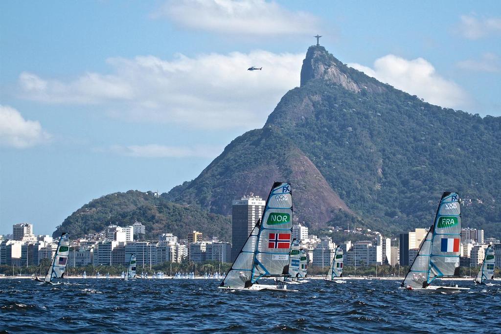 49erFX sail under the statute of Christ the Redeemer - Day 6 - August 2016  © Richard Gladwell www.photosport.co.nz